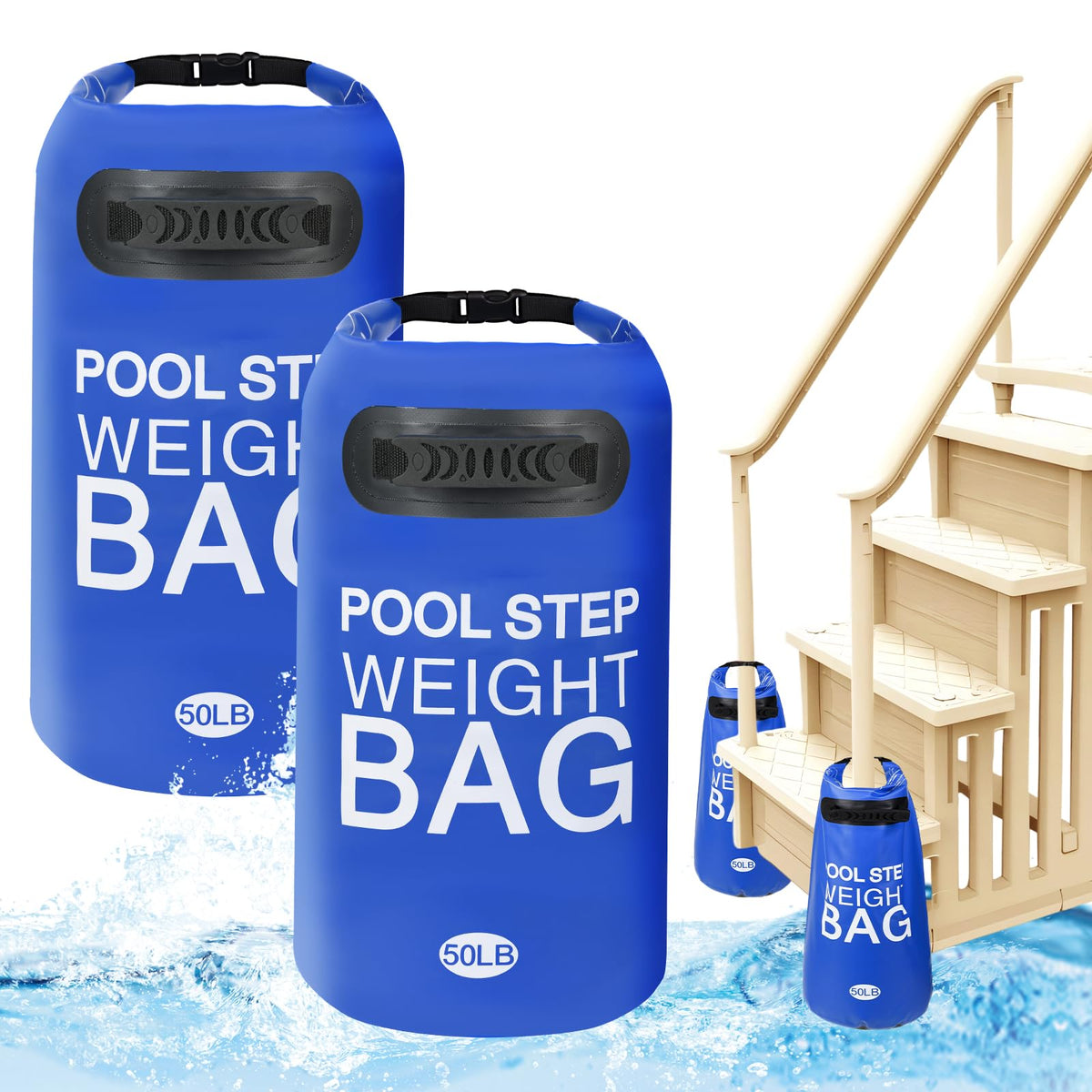 Whmayai 50lb pool ladder weight bag for stable steps and quick setup.