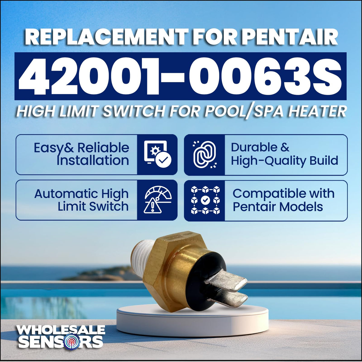 Wholesale Sensors Pentair 42001-0063S high limit switch side view for easy replacement