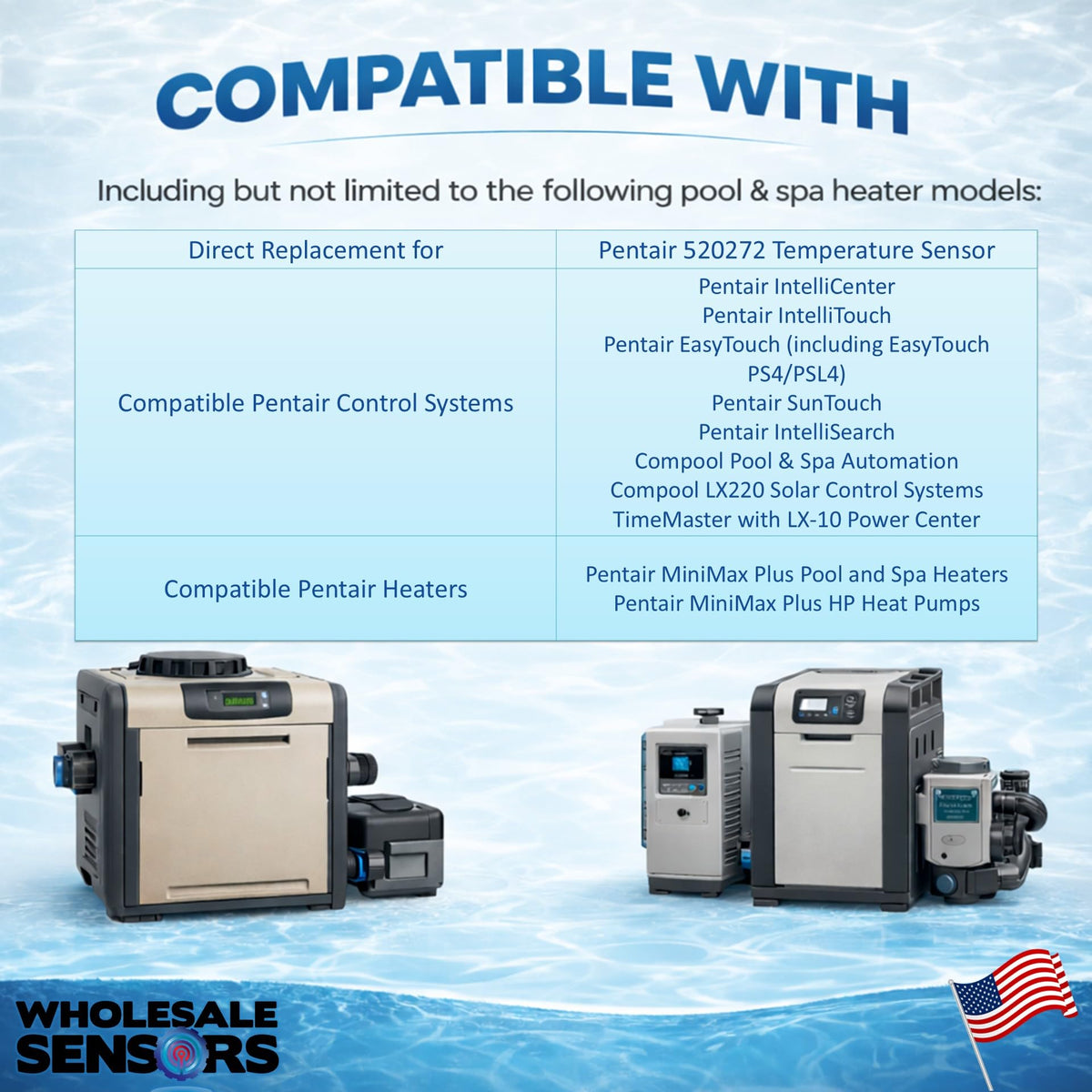 Pentair 520272 works with SunTouch for pool and spa temperature management