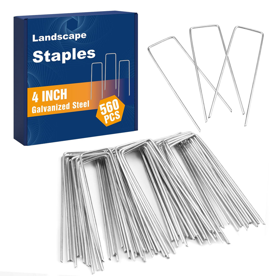 Whonline 560-pack landscape staples secure fabric and turf in outdoor gardens.