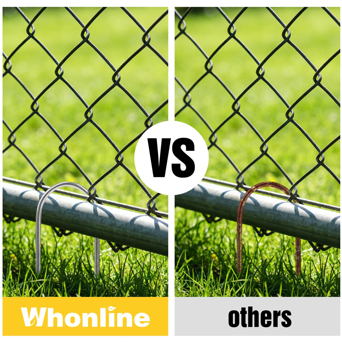 Whonline beveled-tip stakes ease turf penetration for quick staking