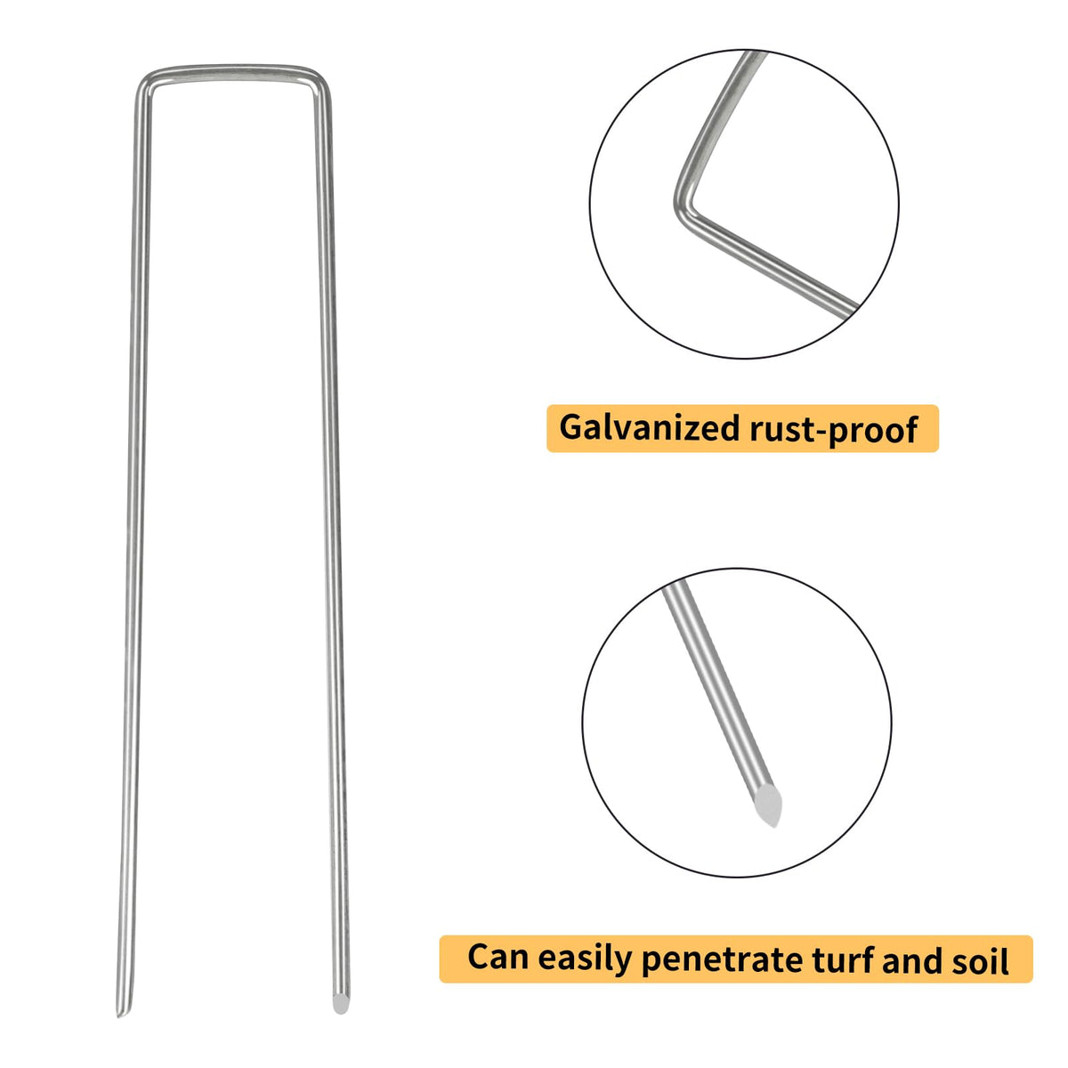 Whonline Beveled-end stake demonstrates effortless penetration through turf and soil.