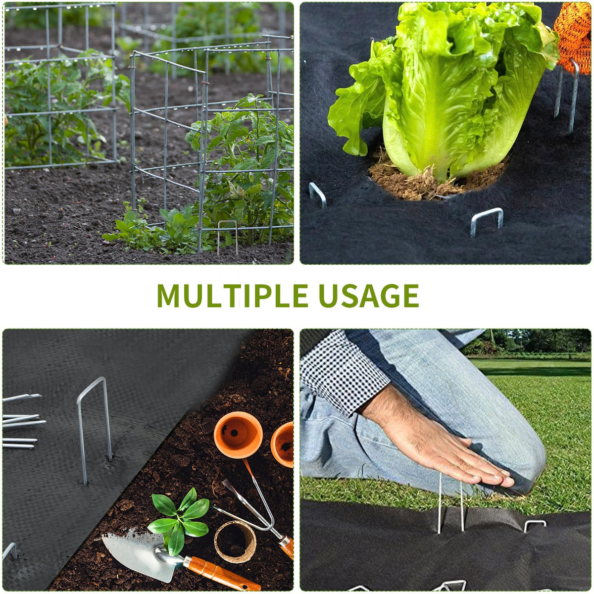Whonline irrigation tubing stake keeps hoses neatly in place during planting.