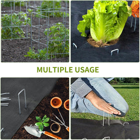 Whonline irrigation tubing stake keeps hoses neatly in place during planting.