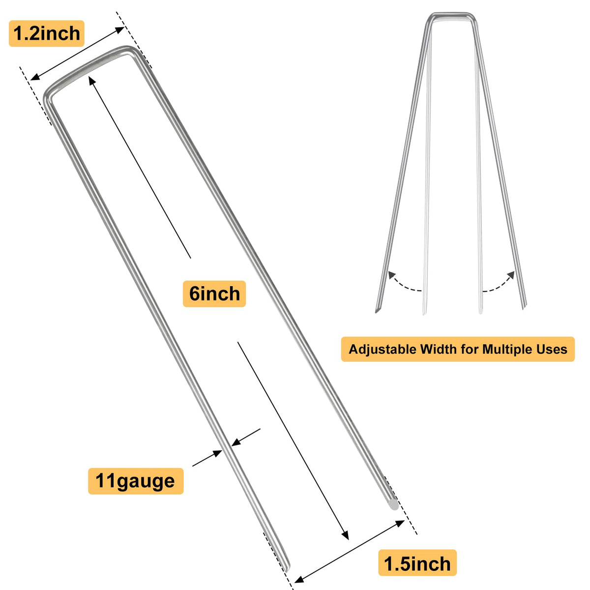 Whonline U-shaped galvanized stakes in a 400-piece box for easy project prep.