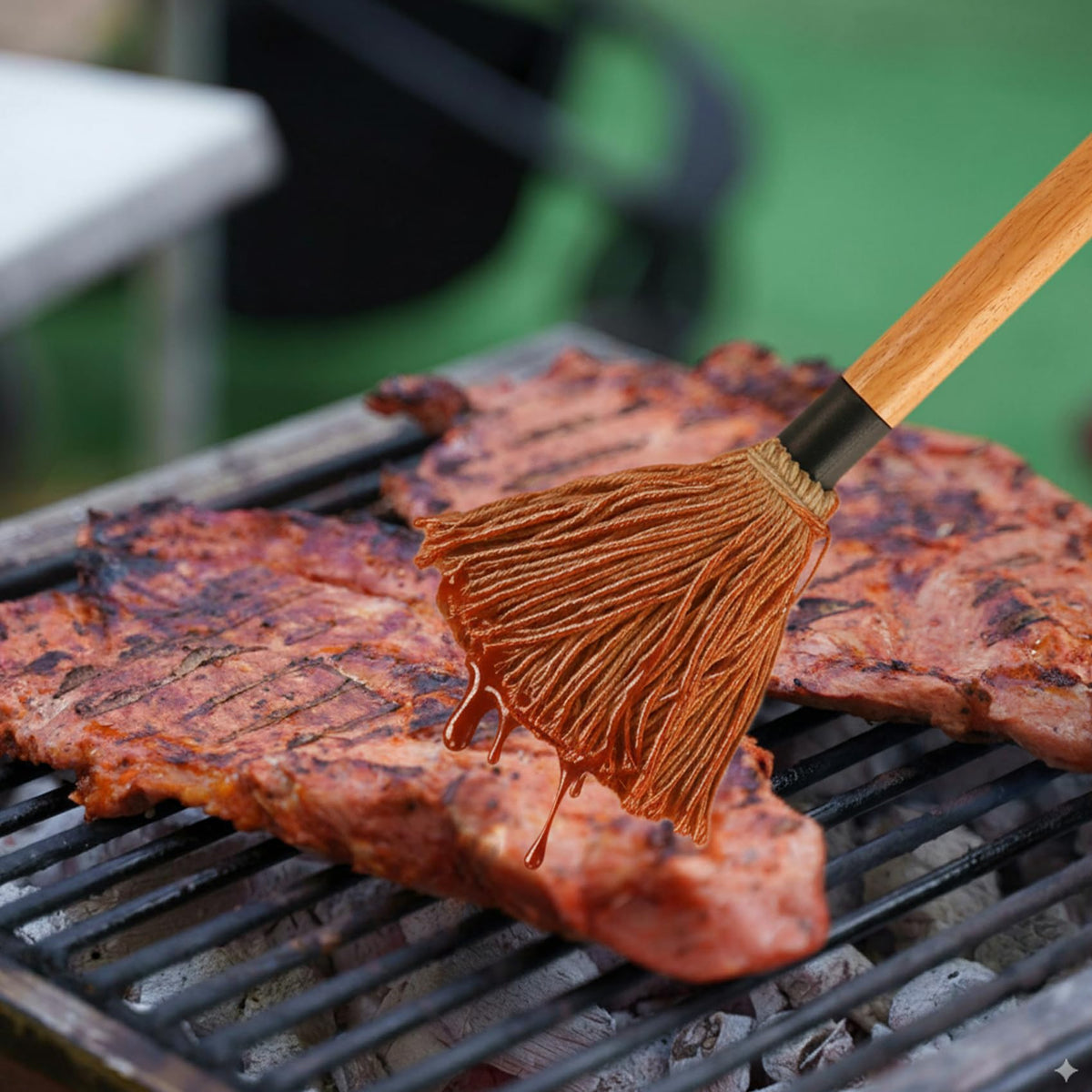 WHTCHSU in action on smoked ribs for rich glaze