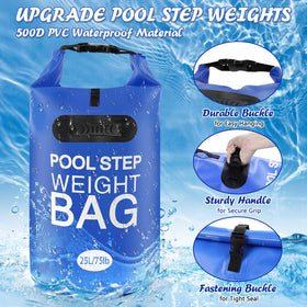 Whumsdog 25L pool step weights sand-loading shows quick filling and easy setup.