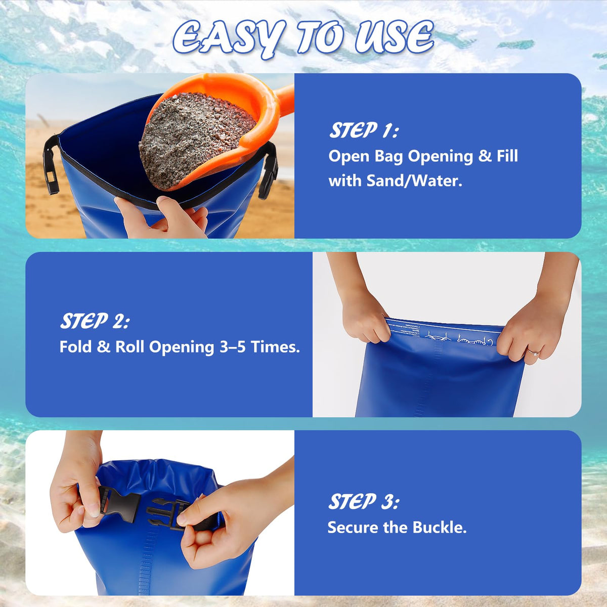 Whumsdog pool step weights folded for compact, space-saving storage.