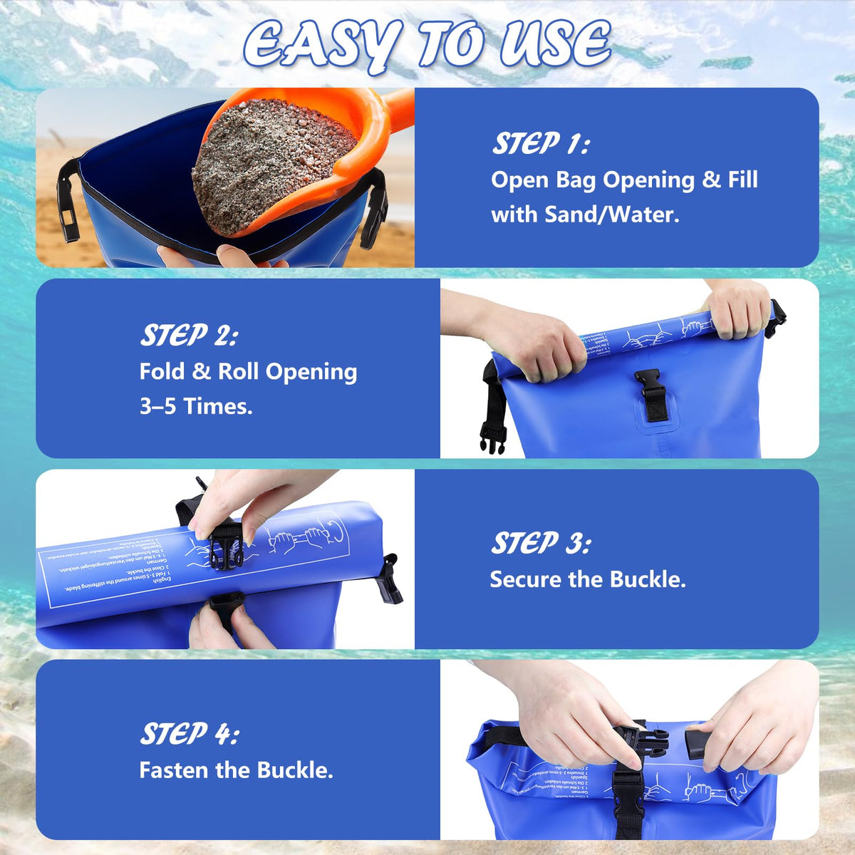 Whumsdog pool step weights folded-storage view emphasizes compact, easy storage.
