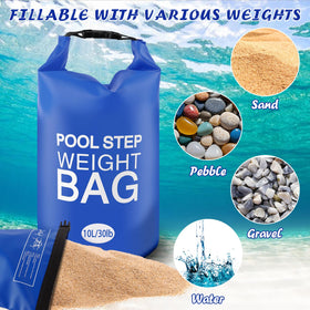 Whumsdog orange 10L pool weights secure stairs and ladder placement.