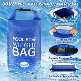 Whumsdog sky blue 10L weight bag demonstrating waterproof sealing to prevent leakage.