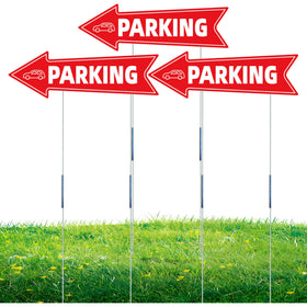 WHWHW 16x5 dual-sided parking sign in red and white for high visibility.