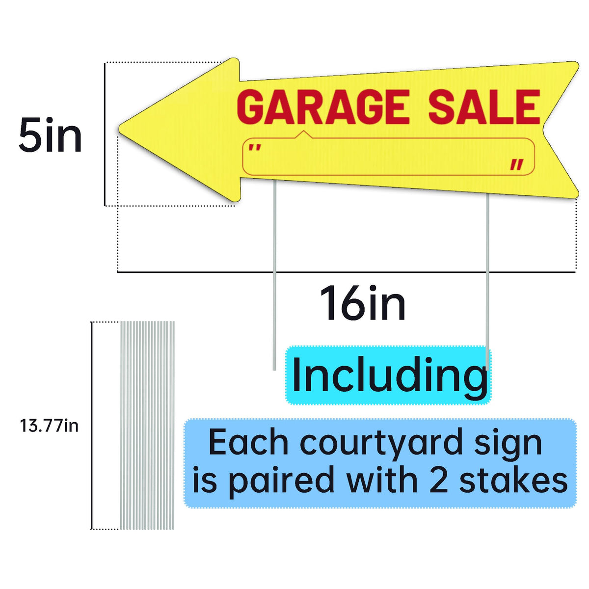 WHWHW double-sided arrows yard sign improves visibility from two directions.