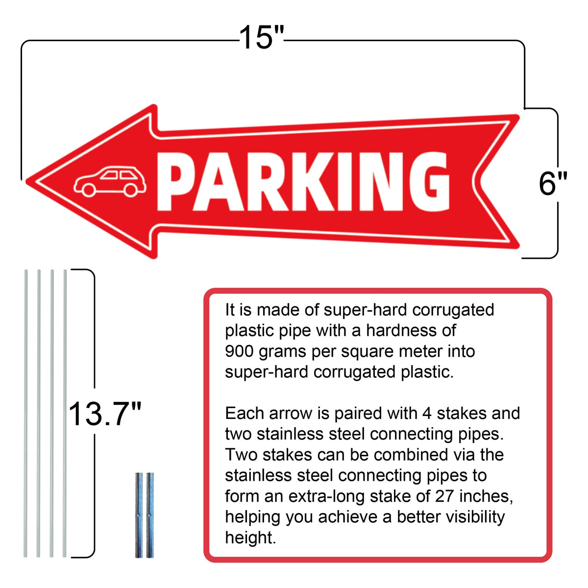 WHWHW left arrow parking sign enhances entry flow and guidance for drivers.
