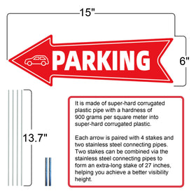WHWHW left arrow parking sign enhances entry flow and guidance for drivers.