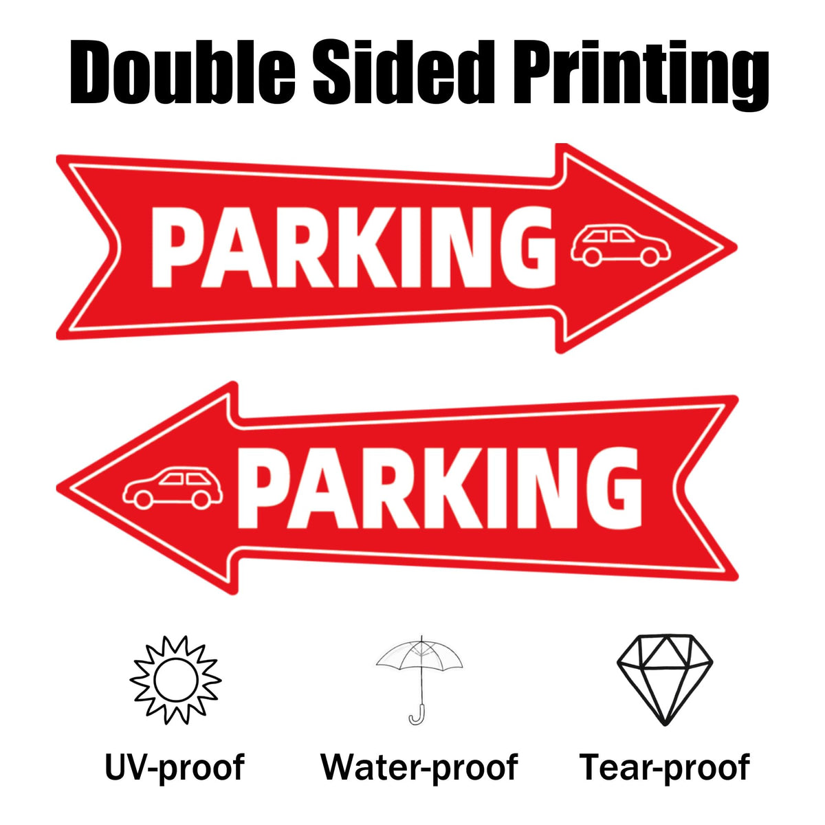 WHWHW parking sign with stakes enables quick outdoor installation.