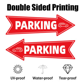 WHWHW parking sign with stakes enables quick outdoor installation.