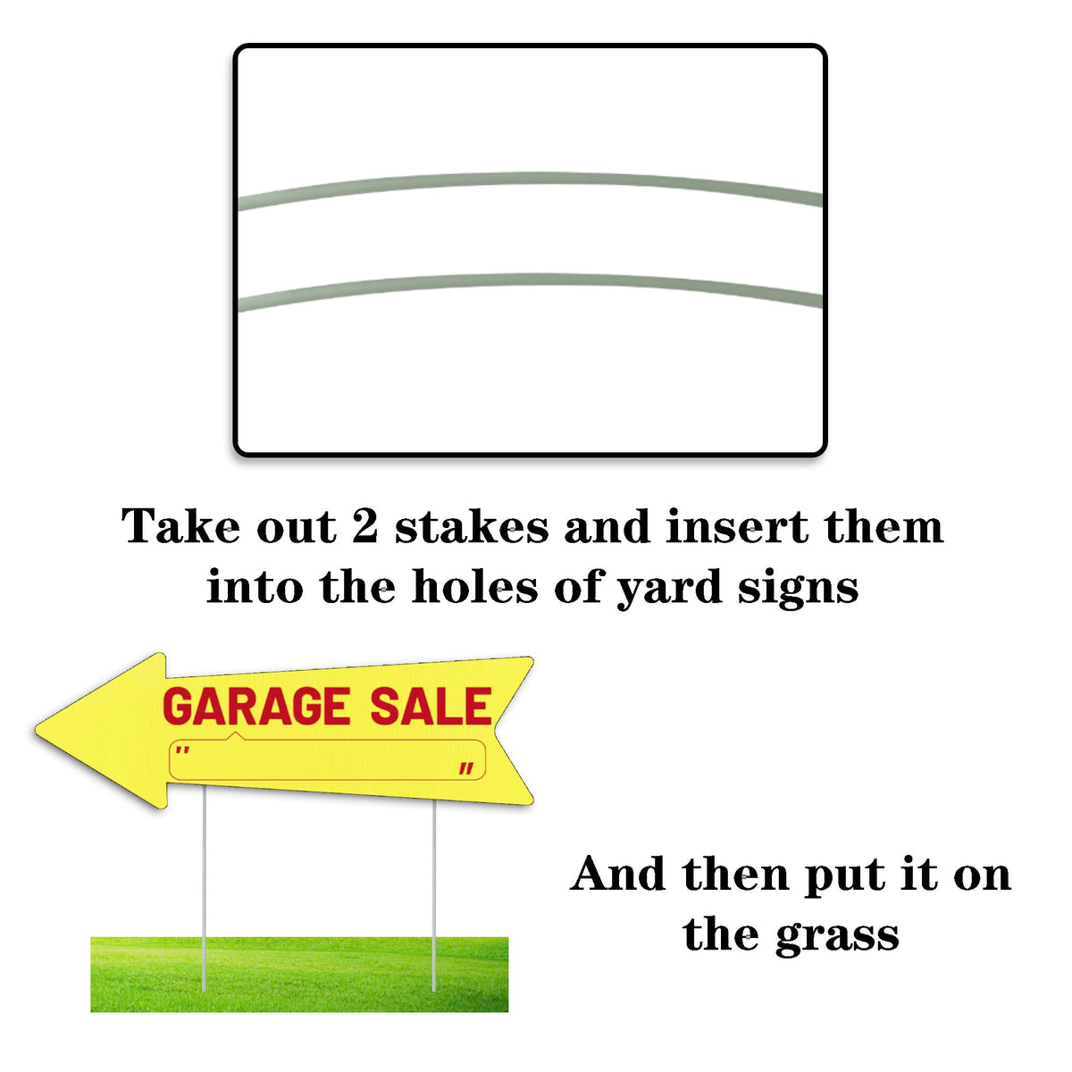 WHWHW writable area yard sign lets you mark time and location.