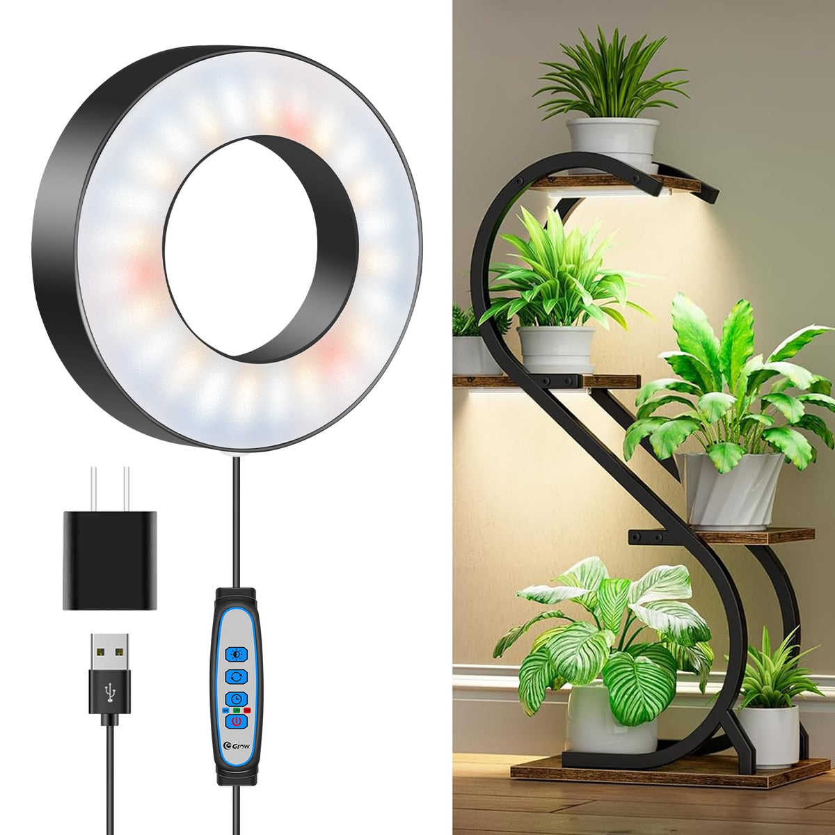 Wiaxulay Grow Light close-up shows compact 3.5-inch head for small-space indoor gardening.