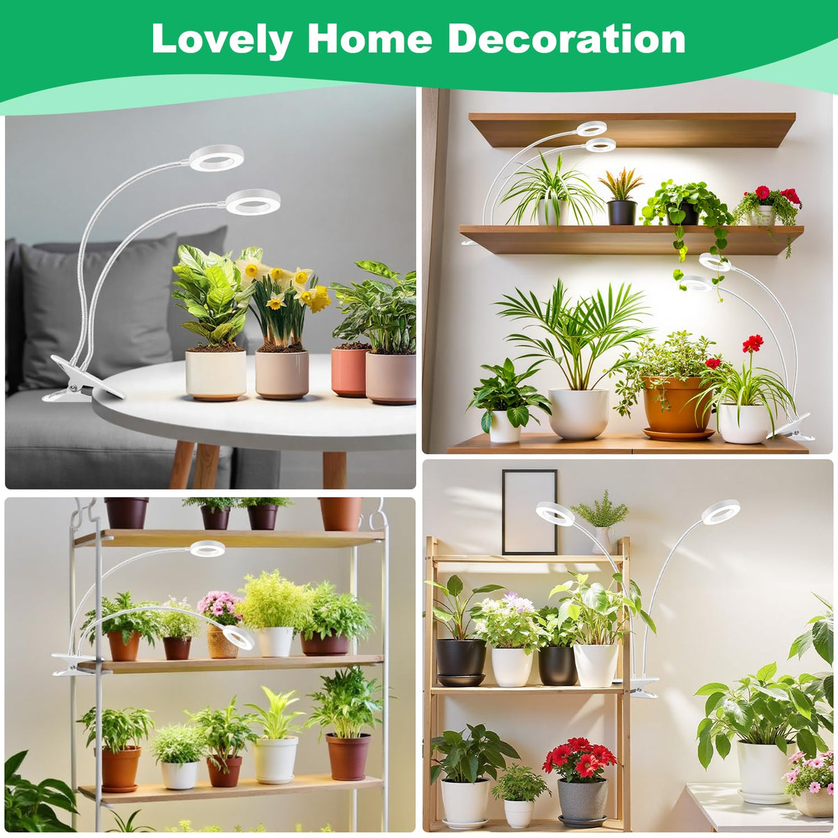 Wiaxulay Halo Clip Grow Light, desk or shelf compatibility saves space
