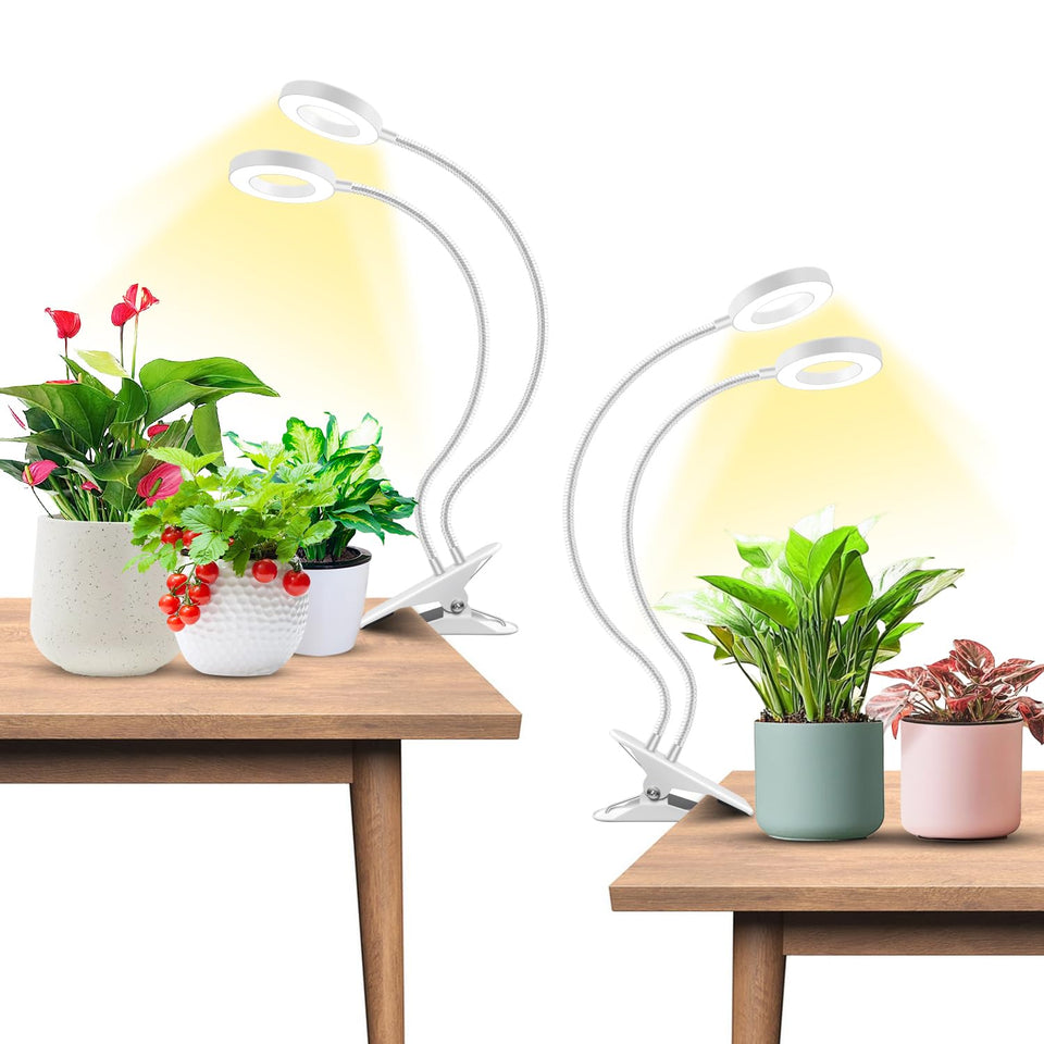 Wiaxulay Halo Clip Grow Light, front view, space-saving indoor gardening with compact design