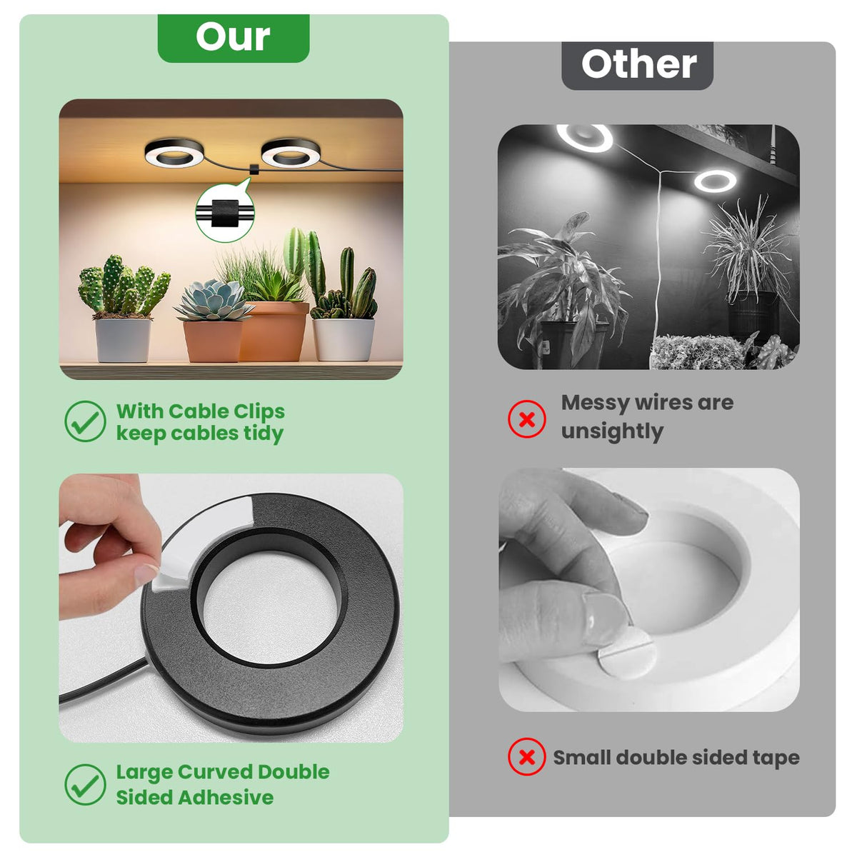 Wiaxulay Grow Light ideal for hanging, planters, and shelves.