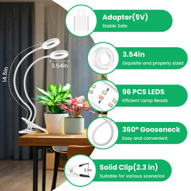 Wiaxulay Two-Head Design provides flexible lighting for multiple plants.