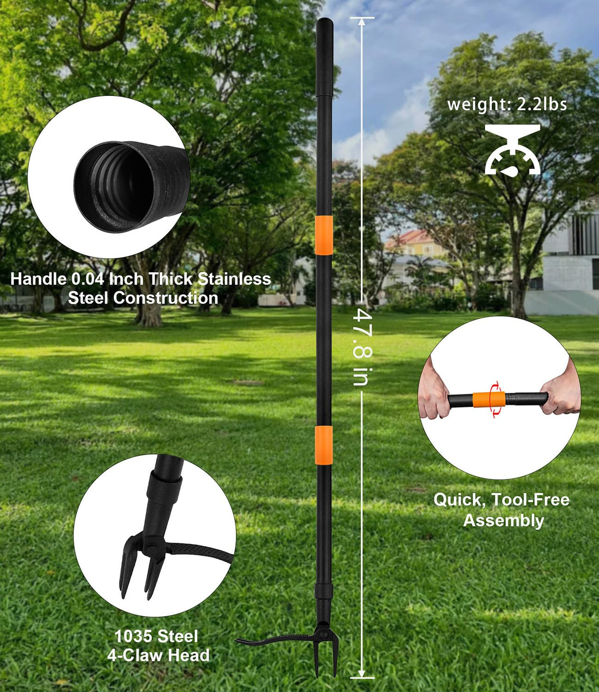 WICING weed puller features tool-free assembly for quick setup and easy storage