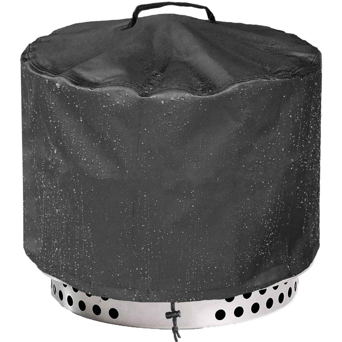 WICKTICK 21-inch round fire pit cover over Bonfire 2.0 provides weather protection.