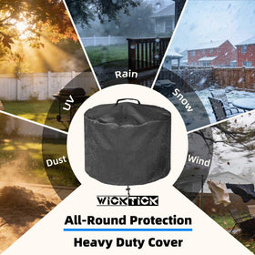 WICKTICK easy-on-off top handle for quick cover in outdoor spaces.