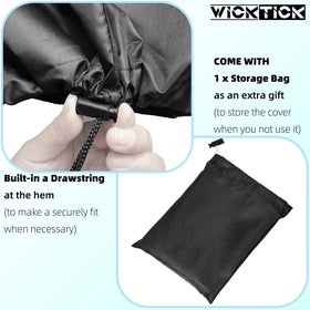 WICKTICK drawstring hem keeps the cover secure on windy days.