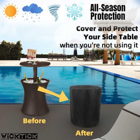 WICKTICK durable cover for wicker tables withstands outdoor conditions.