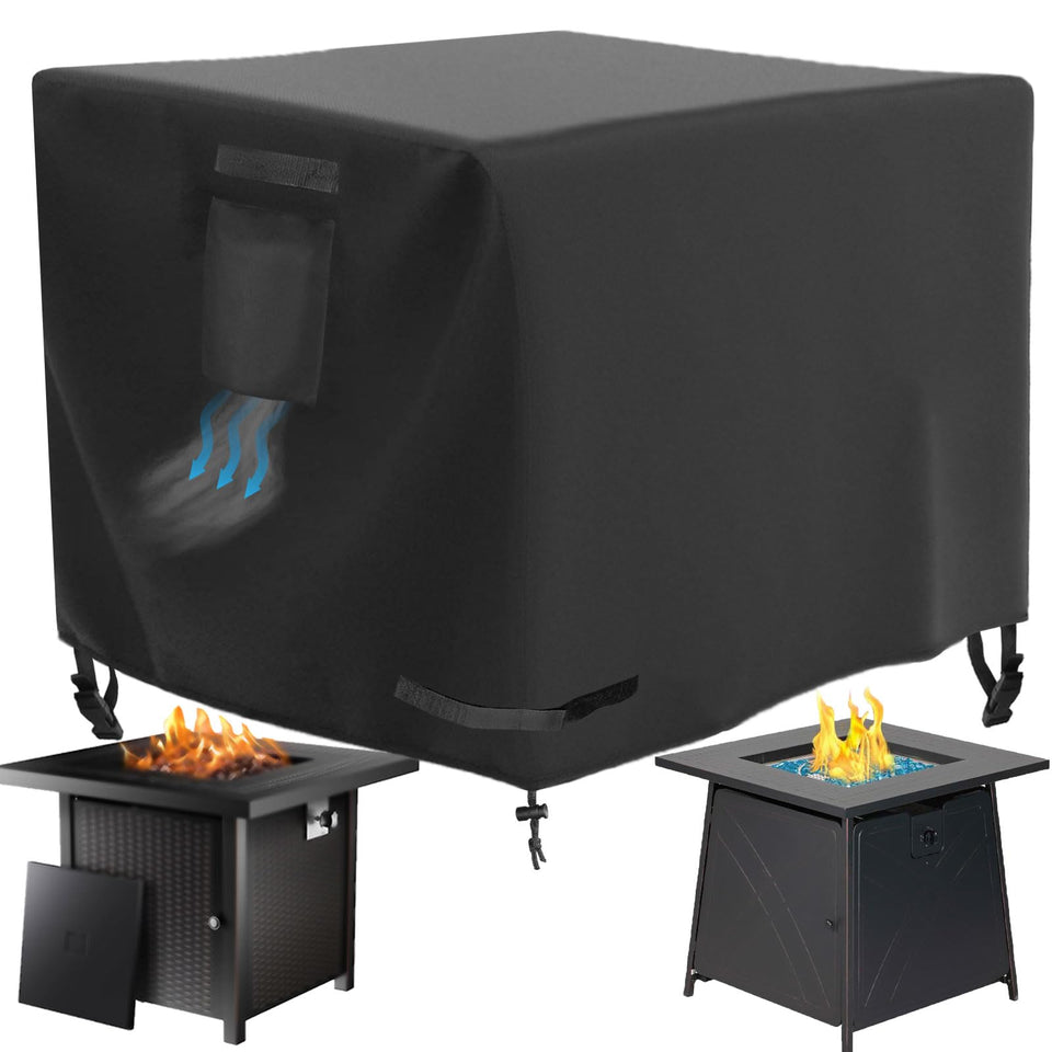 WICKTICK square fire pit cover protects 30x30 from rain and snow