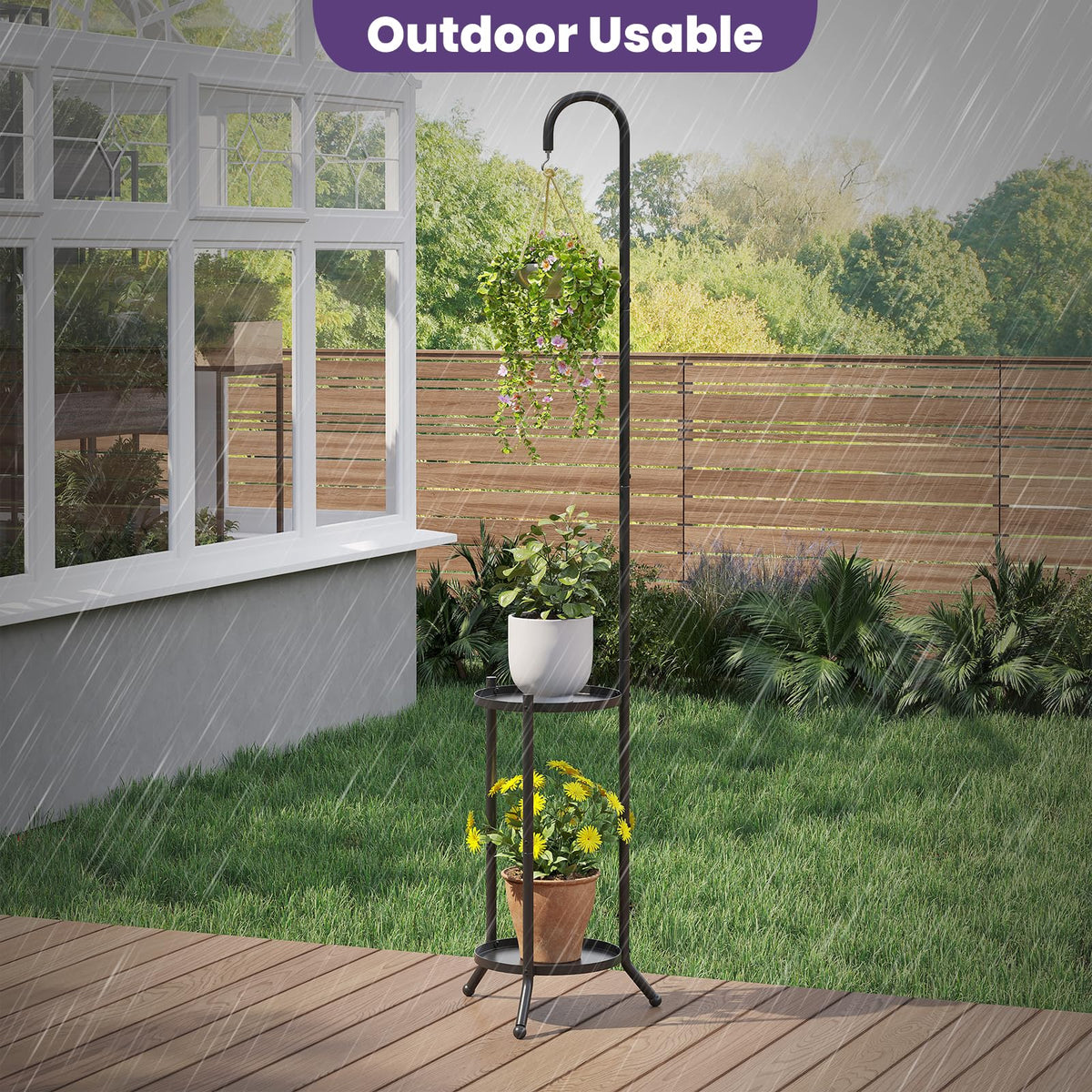 Wieghda heavy-duty plant rack supports multiple pots securely.