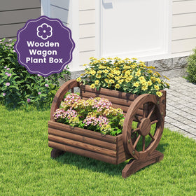 Wieghda wagon planter outdoors as decorative garden feature