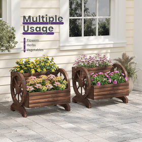 Wieghda wagon planter raised design keeps plants at working height for comfortable tending