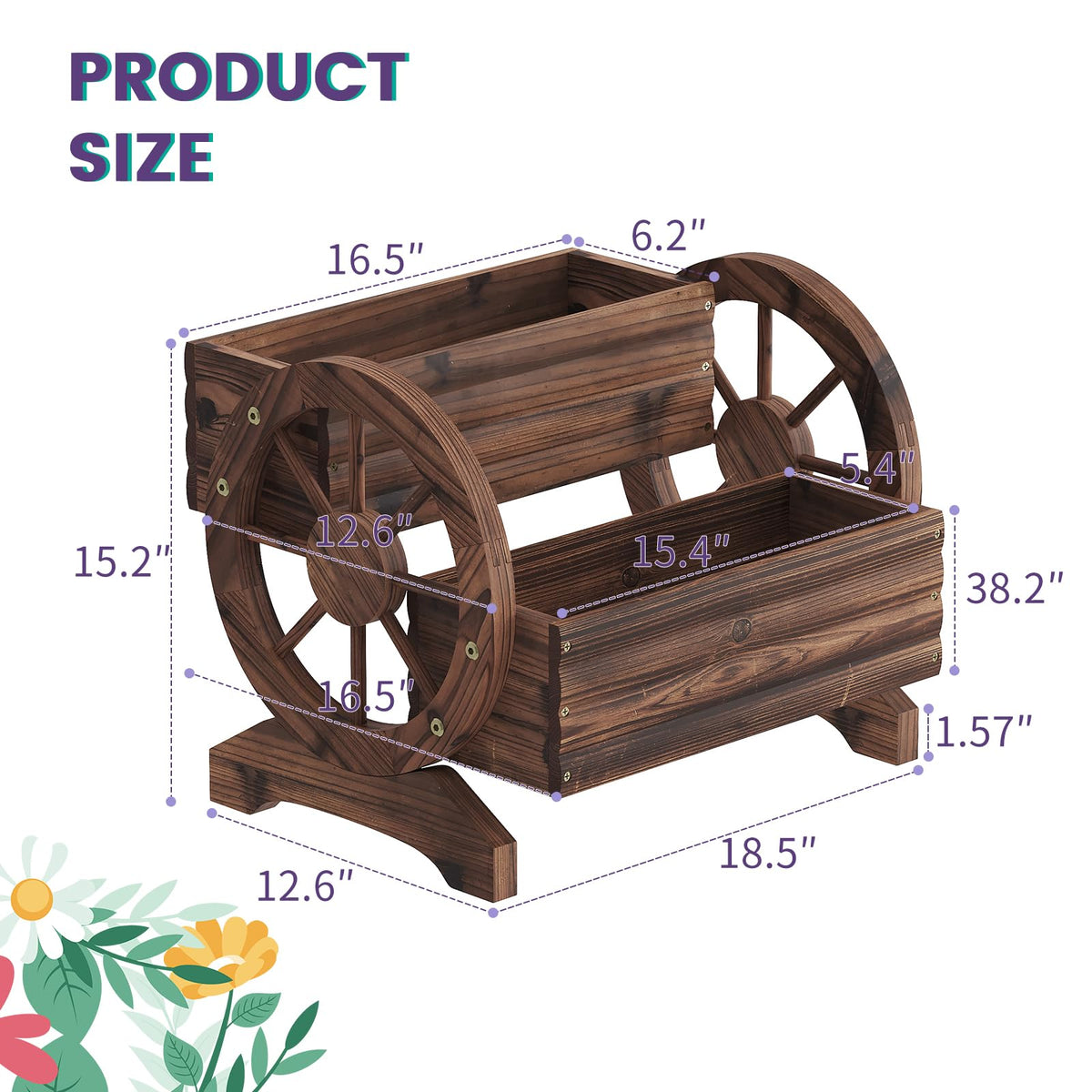 Wieghda wagon planter sturdy construction suitable for seasonal planting