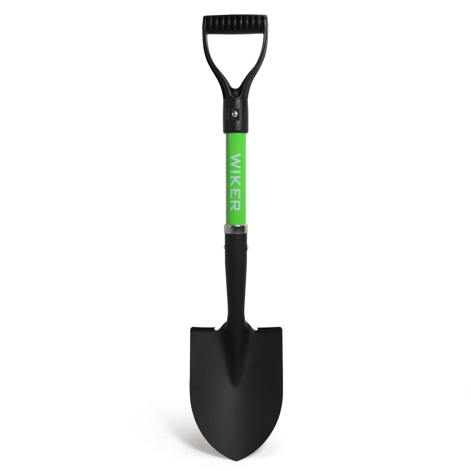 WIKER Beach Shovel head close-up, sturdy carbon steel for sand digging.