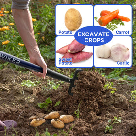 WIKER pitchfork shows fiberglass handle for durable garden tool use