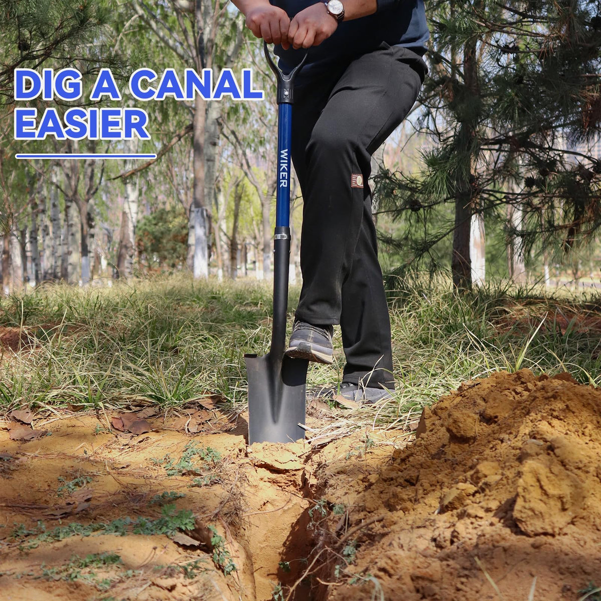 WIKER Spade Shovel D-handle provides leverage for easier digging and control