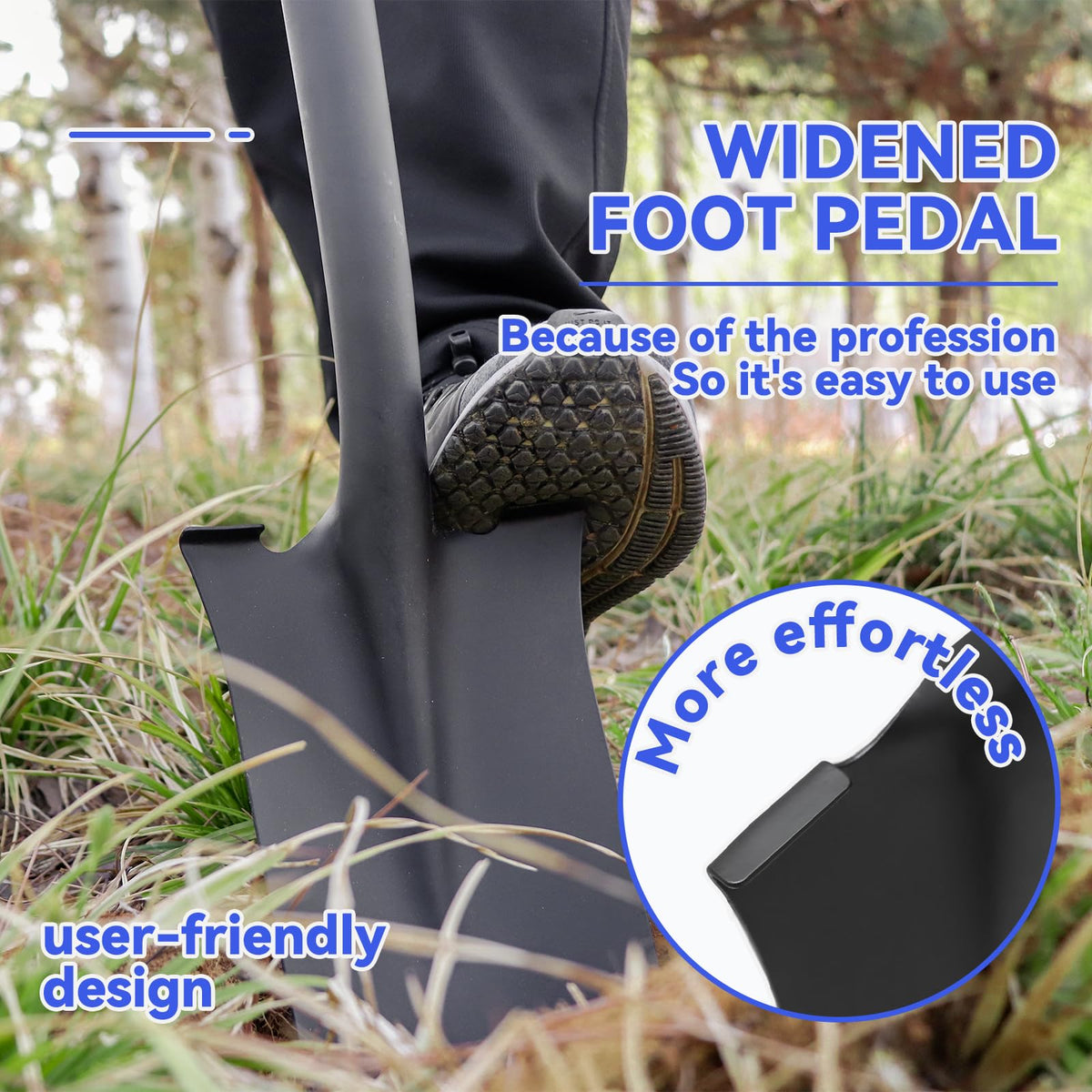 WIKER Spade Shovel manganese steel head delivers durability and long lasting edge
