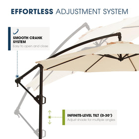 wikiwiki 10ft offset umbrella recycled canopy offers UV protection and rain resistance.