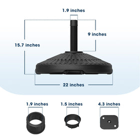 wikiwiki adjustable-weight base adapts to sand and water for tailored stability.