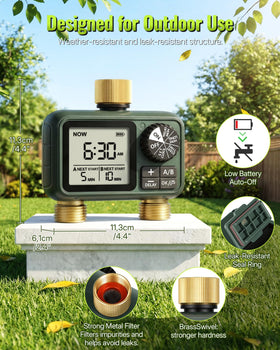 WILAWELS IPX5-rated design protects against weather while watering outdoors.