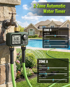 WILAWELS timer with two zones enables separate watering schedules for plants.