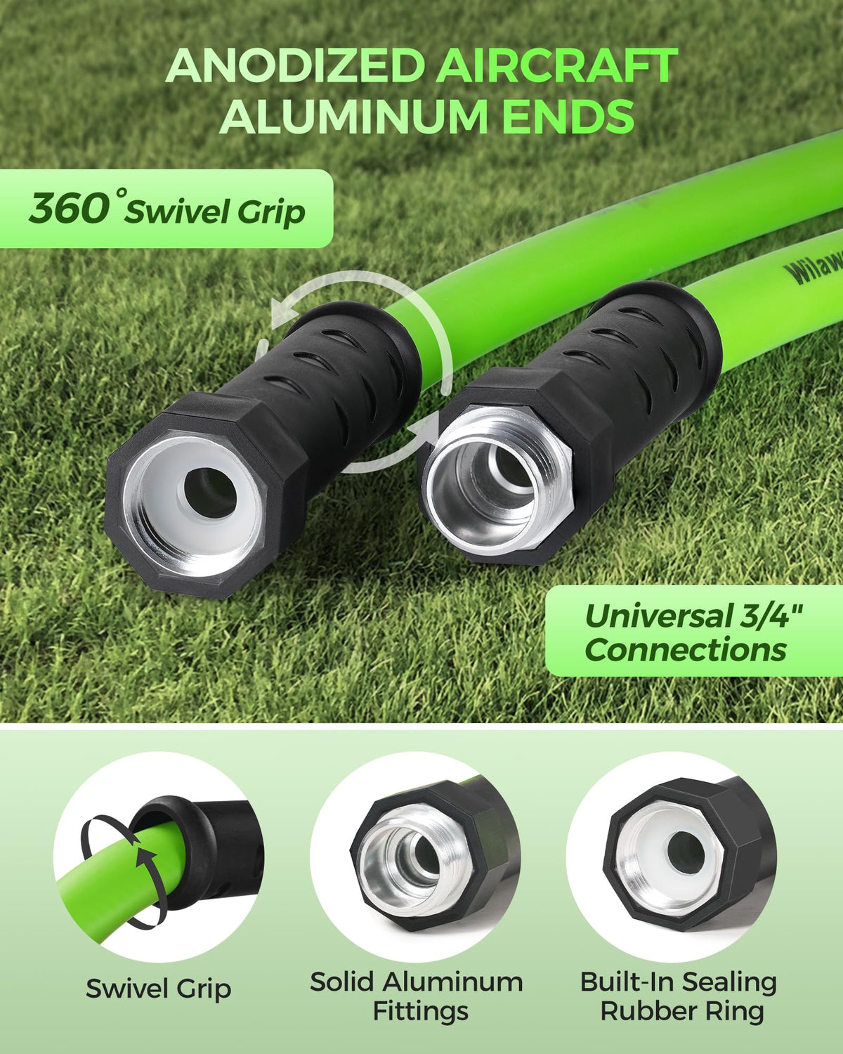 WILAWELS garden hose UV-resistant coating withstands outdoor sun exposure
