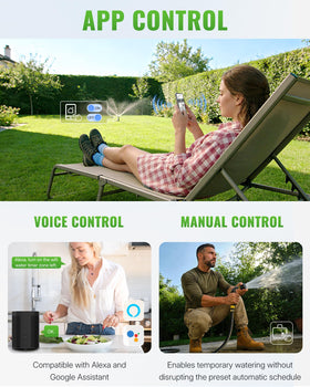 WILAWELS indoor control panel and buttons for quick on-demand watering.