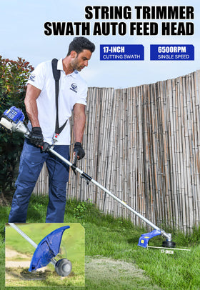 Wild Badger Power 26cc weed wacker pole saw enables precise pruning.