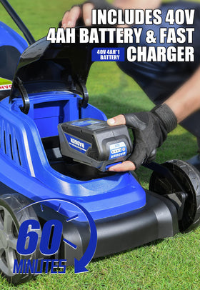 Wild Badger Power 40V 18in mower with battery and charger for quick swaps
