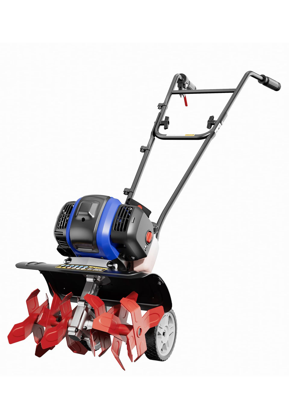 Wild Badger Power garden tiller with 53cc engine for efficient soil prep.